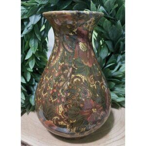 Vintage 1994 Enesco Patricia Reach Floral Ceramic Vase 6" Tall Multicolor